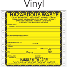 Hazardous Waste New Jersey Vinyl Labels HWL480NJV
