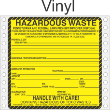 Hazardous Waste Pennsylvania Vinyl Labels HWL490PAV