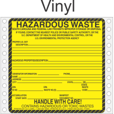 Hazardous Waste South Carolina Vinyl Labels HWL225SCV
