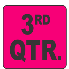 3rd Quarter Fluorescent Circle or Square Labels