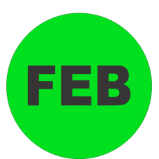 February Fluorescent Circle or Square Labels