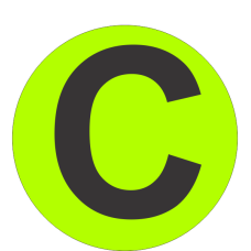 Fouroescent Circle or Square Label Alphabetic letter C