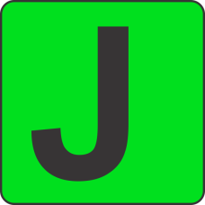 Fouroescent Circle or Square Label Alphabetic letter J