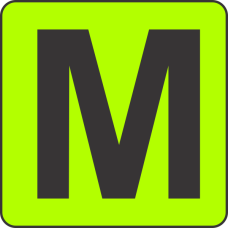 Fouroescent Circle or Square Label Alphabetic letter M