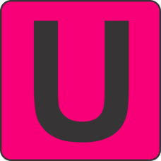 Fouroescent Circle or Square Label Alphabetic letter U