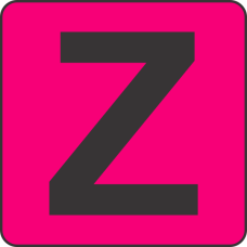 Fouroescent Circle or Square Label Alphabetic letter Z