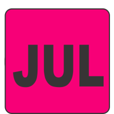 July Fluorescent Circle or Square Labels