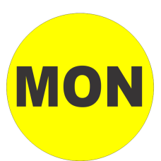 Monday Fluorescent Circle or Square Labels