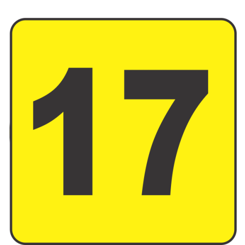 Number 7teen (17) Fluorescent Circle or Square Labels