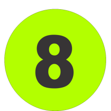 Number 8 (8) Fluorescent Circle or Square Labels