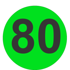 Number Eighty (80) Fluorescent Circle or Square Labels