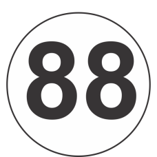 Number Eighty Eight (88) Fluorescent Circle or Square Labels