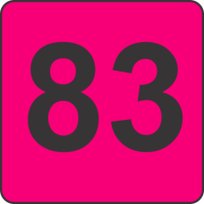 Number Eighty Three (83) Fluorescent Circle or Square Labels