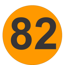 Number Eighty Two (82) Fluorescent Circle or Square Labels