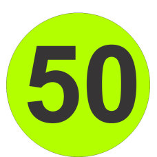 Number Fifty (50) Fluorescent Circle or Square Labels