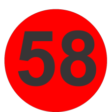 Number Fifty Eight (58) Fluorescent Circle or Square Labels
