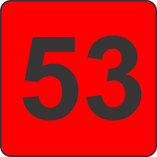 Number Fifty Three (53) Fluorescent Circle or Square Labels