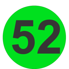 Number Fifty Two (52) Fluorescent Circle or Square Labels