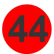 Number Forty Four (44) Fluorescent Circle or Square Labels