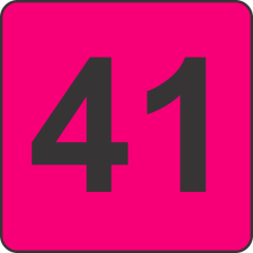Number Forty One (41) Fluorescent Circle or Square Labels