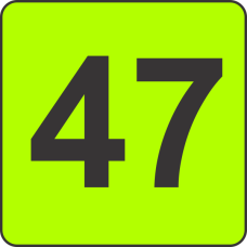 Number Forty Seven (47) Fluorescent Circle or Square Labels