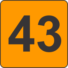 Number Forty Three (43) Fluorescent Circle or Square Labels