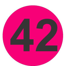 Number Forty Two (42) Fluorescent Circle or Square Labels