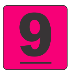 Number Nine (9) Fluorescent Circle or Square Labels