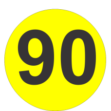 Number Ninety (90) Fluorescent Circle or Square Labels