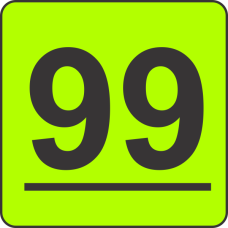 Number Ninety Nine (99) Fluorescent Circle or Square Labels