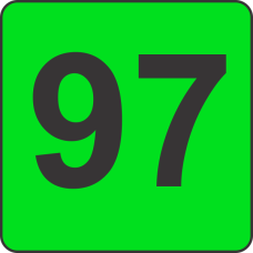 Number Ninety Seven (97) Fluorescent Circle or Square Labels