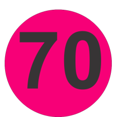 Number Seventy (70) Fluorescent Circle or Square Labels