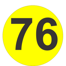 Number Seventy Six (76) Fluorescent Circle or Square Labels