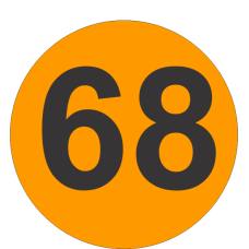 Number Sixty Eight (68) Fluorescent Circle or Square Labels