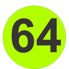 Number Sixty Four (64) Fluorescent Circle or Square Labels