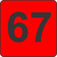 Number Sixty Seven (67) Fluorescent Circle or Square Labels