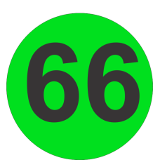 Number Sixty Six (66) Fluorescent Circle or Square Labels