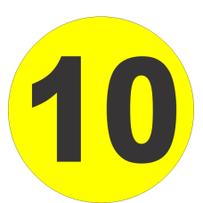 Number Ten (10) Fluorescent Circle or Square Labels