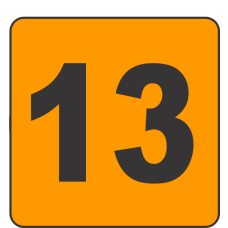 Number Thirteen (13) Fluorescent Circle or Square Labels