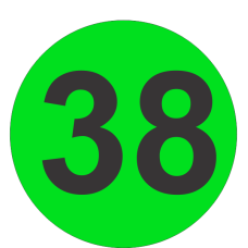 Number Thirty Eight (38) Fluorescent Circle or Square Labels