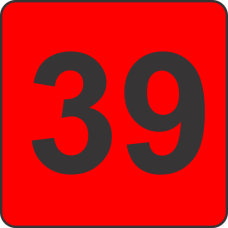 Number Thirty Nine (39) Fluorescent Circle or Square Labels