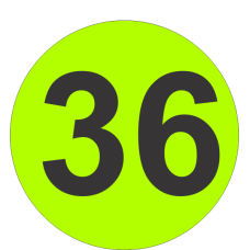 Number Thirty Six (36) Fluorescent Circle or Square Labels