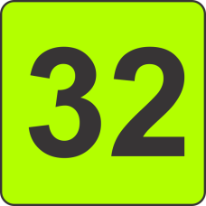 Number Thirty Two (32) Fluorescent Circle or Square Labels