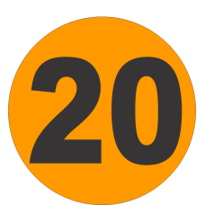 Number Twenty (20) Fluorescent Circle or Square Labels
