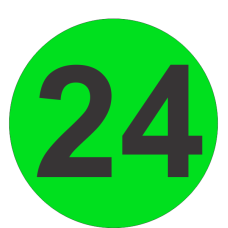 Number Twenty Four (24) Fluorescent Circle or Square Labels