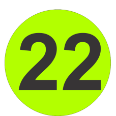 Number Twenty Two (22) Fluorescent Circle or Square Labels