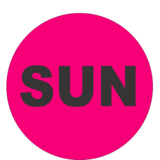 Sunday Fluorescent Circle or Square Labels