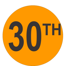 Thirtieth (30th) Fluorescent Circle or Square Labels