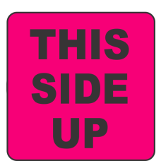 This Side Up Fluorescent Circle or Square Labelss