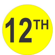 Twelveth (12th) Fluorescent Circle or Square Labels